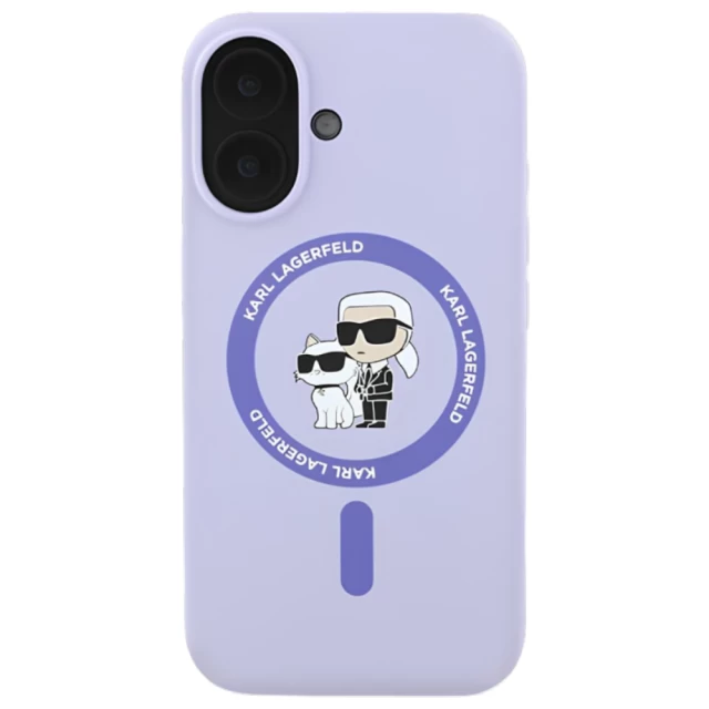 Чехол Karl Lagerfeld Silicone Karl & Choupette Ring для iPhone 16 Purple with MagSafe (KLHMP16SSCMKCRHU)