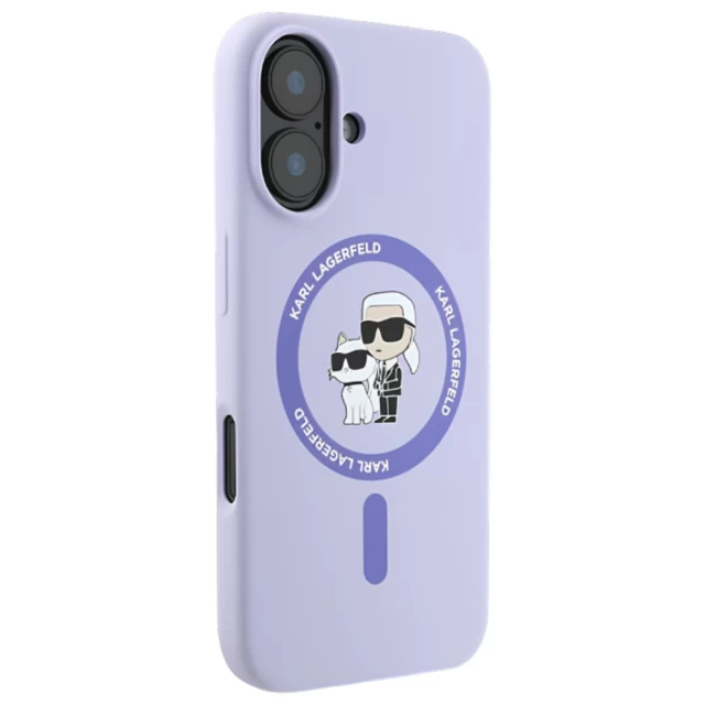 Чехол Karl Lagerfeld Silicone Karl & Choupette Ring для iPhone 16 Purple with MagSafe (KLHMP16SSCMKCRHU)