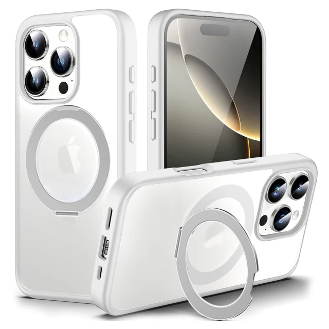 Чехол ROCK Crystal Rotating Magnetic Foldable Bracket для iPhone 16 Pro Max Transparent with Magnetic