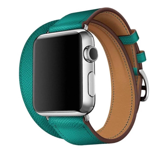 Ремешок Upex Double Tour для Apple Watch 41 | 40 | 38 mm Bleu Paon Epsom Leather