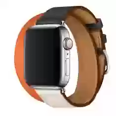 Ремінець Upex Double Tour для Apple Watch 41 | 40 | 38 mm Indigo/Craie/Orange Swift Leather