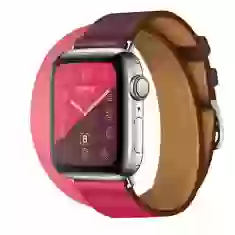 Ремінець Upex Double Tour для Apple Watch 41 | 40 | 38 mm Bordeaux/Rose Extreme/Rose Azalee Swift Leather