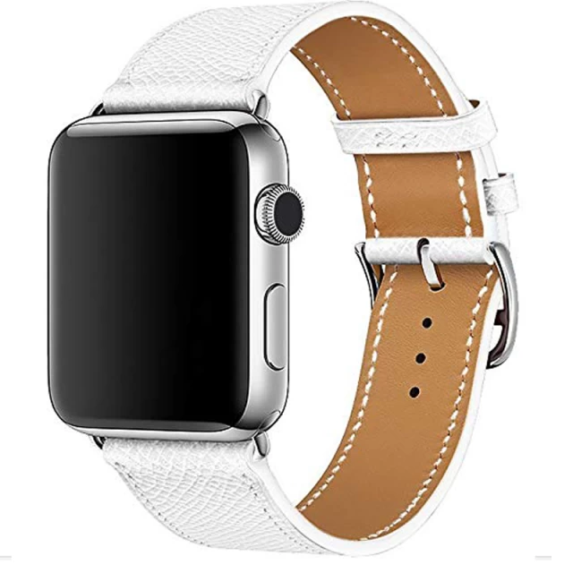 Ремінець Upex Single Tour для Apple Watch 49 | 45 | 44 | 42 mm White Epsom Leather