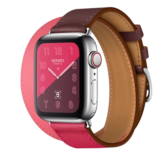 Ремешок Upex Double Tour для Apple Watch 49 | 45 | 44 | 42 mm Bordeaux/Rose Extreme/Rose Azalee Swift Leather