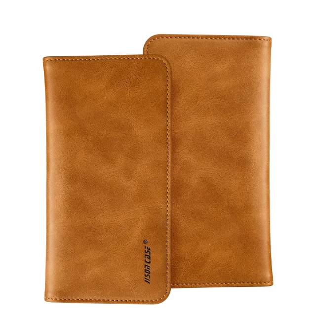 Чохол-гаманець Jisoncase для iPhone універсальний Leather Brown (JS-BAO-01R20)