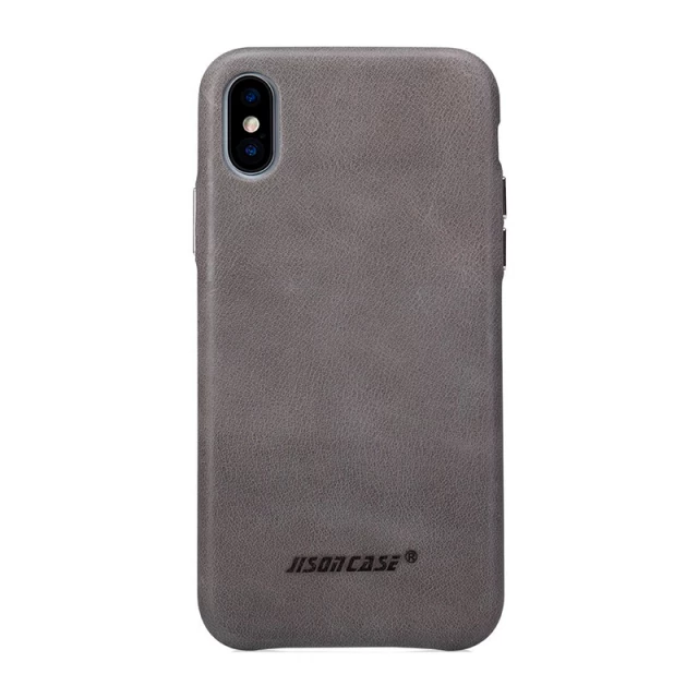 Чохол Jisoncase для iPhone X Leather Gray (JS-IPX-05A60)