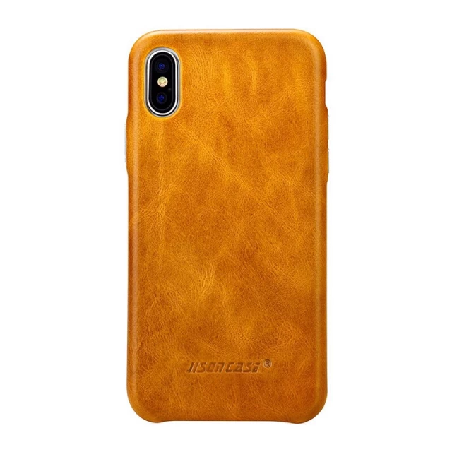 Чехол Jisoncase для iPhone X Leather Light Brown (JS-IPX-05A26)