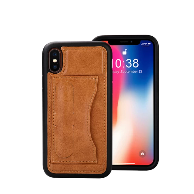 Чехол-бумажник Jisoncase для iPhone X Brown (JS-IPX-08M20)