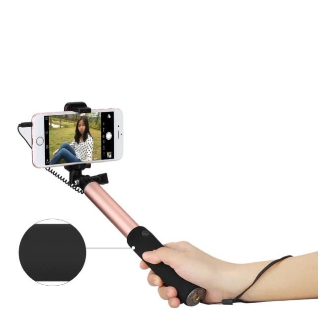 Монопод ROCK Mini Selfie Stick з дзеркалом Black