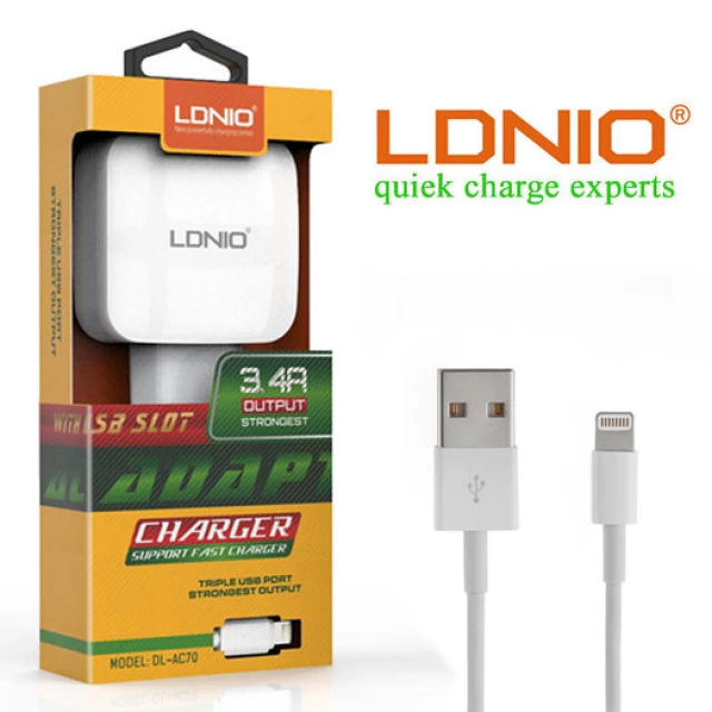 Адаптер LDNIO DL-AC70 3xUSB 3.4A + кабель micro USB