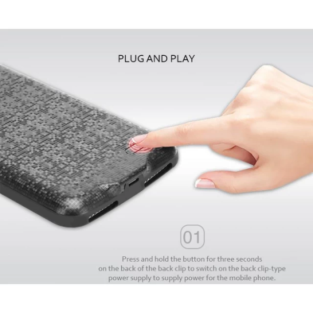 Чехол-аккумулятор Baseus Plaid Backpack Power Bank 3650mAh для iPhone 8 Plus/7 Plus Black (ACAPIPH7P-BJ01)