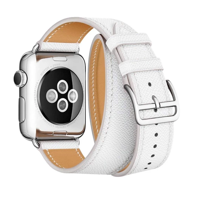 Ремінець Upex Double Tour для Apple Watch 41 | 40 | 38 mm White Epsom Leather