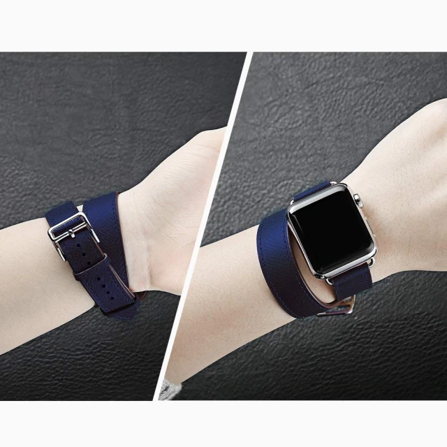 Ремінець Upex Double Tour для Apple Watch 41 | 40 | 38 mm Indigo Epsom Leather