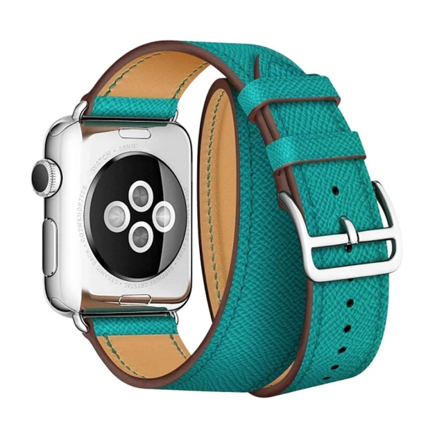 Ремешок Upex Double Tour для Apple Watch 41 | 40 | 38 mm Bleu Paon Epsom Leather