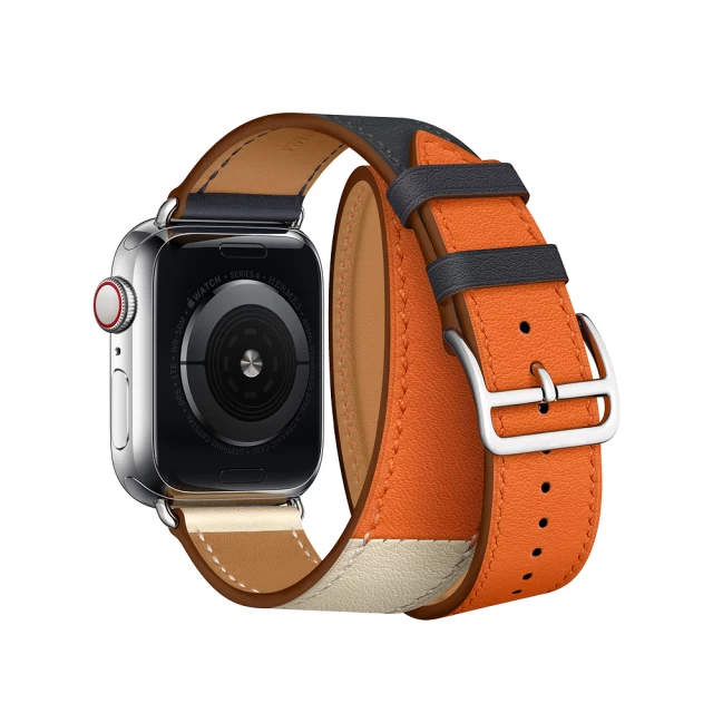 Ремешок Upex Double Tour для Apple Watch 41 | 40 | 38 mm Indigo/Craie/Orange Swift Leather