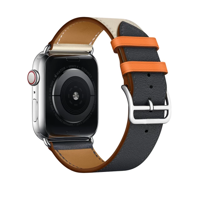 Ремінець Upex Single Tour для Apple Watch 49 | 45 | 44 | 42 mm Indigo/Craie/Orange Swift Leather