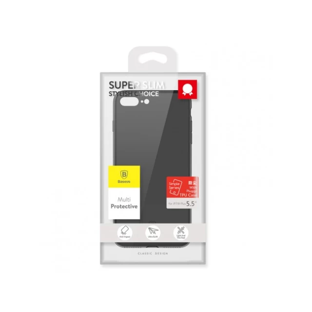 Чохол силіконовий Baseus Simple Series для iPhone 8 Plus/7 Plus Transparent Black (ARAPIPH7P-B01)