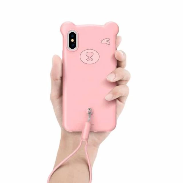 Чехол силиконовый Bear Silicone Case для iPhone X/XS Pink (WIAPIPH58-BE04)