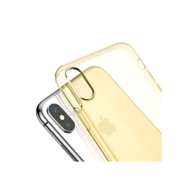 Чехол силиконовый Baseus Simplicity Series для iPhone X/XS Transparent Gold (ARAPIPH58-B0V)
