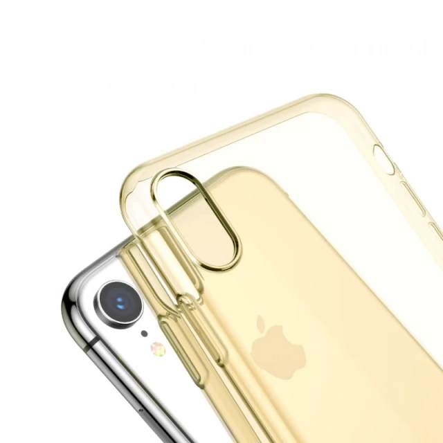 Чехол силиконовый Baseus Simplicity Series для iPhone XR Transparent Gold (ARAPIPH61-B0V)