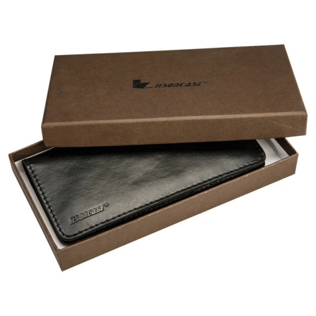 Чохол-гаманець Jisoncase для iPhone універсальний Leather Black (JS-BAO-01R10)