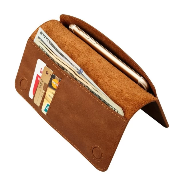 Чехол-кошелек Jisoncase для iPhone универсальный Leather Brown (JS-BAO-01R20)