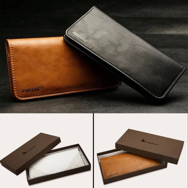 Чехол-кошелек Jisoncase для iPhone универсальный Leather Brown (JS-BAO-01R20)