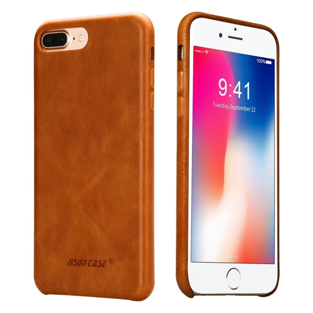 Чехол Jisoncase для iPhone 8 Plus/7 Plus Leather Brown (JS-I8L-04A20)