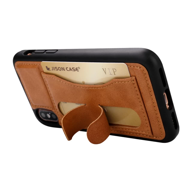 Чехол-бумажник Jisoncase для iPhone X Brown (JS-IPX-08M20)