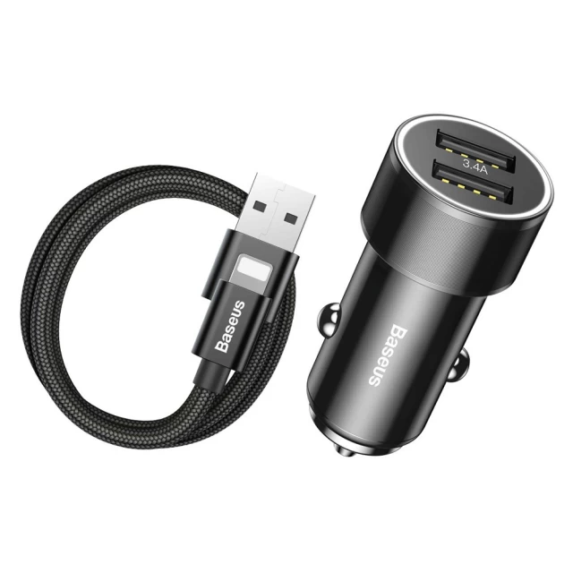 Автомобільний зарядний пристрій Baseus Small Screw 3.4A Dual-USB Car Charging Set Black (TZXLD-A01)