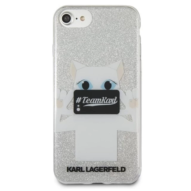 Чехол Karl Lagerfeld Choupette Selfie Glitter для iPhone SE 2022/SE 2020 | 8 | 7 Silver (KLHCP7TRKPCSG)