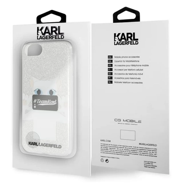 Чехол Karl Lagerfeld Choupette Selfie Glitter для iPhone SE 2022/SE 2020 | 8 | 7 Silver (KLHCP7TRKPCSG)