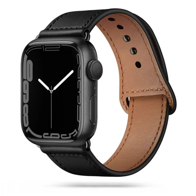Ремінець Tech-Protect LeatherFit для Apple Watch 49 | 45 | 44 | 42 mm Black (0795787713709)