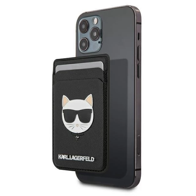 Чохол-гаманець Karl Lagerfeld Saffiano Choupette Head для iPhone Black with MagSafe (KLWMSCHSFBK)