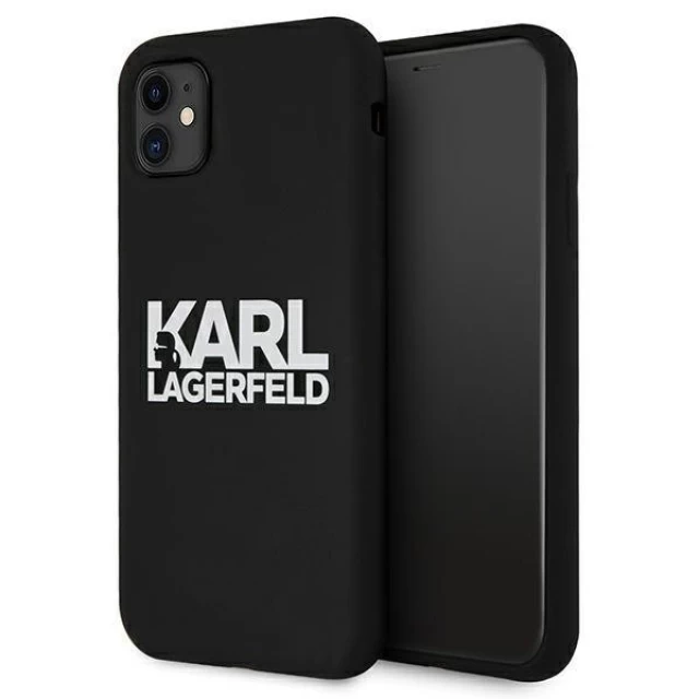 Чохол Karl Lagerfeld Silicone Stack Logo для iPhone 11 Black (KLHCN61SLKLRBK)