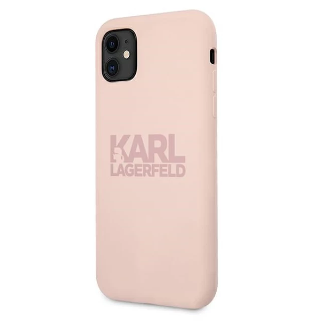 Чехол Karl Lagerfeld Silicone Stack Logo для iPhone 11 Pink (KLHCN61STKLTLP)