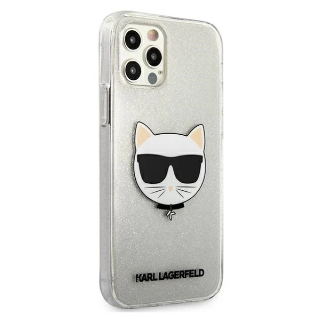Чехол Karl Lagerfeld Glitter Choupette для iPhone 12 | 12 Pro Silver (KLHCP12MCHTUGLS)