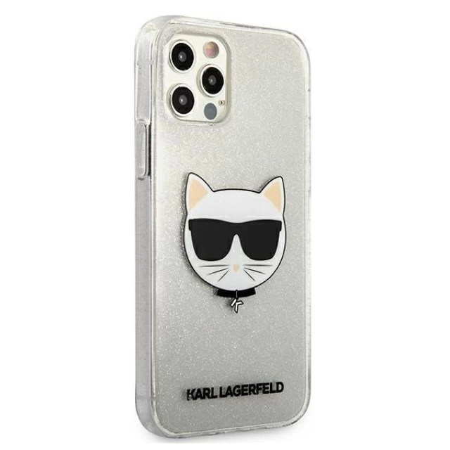 Чохол Karl Lagerfeld Glitter Choupette для iPhone 12 Pro Max Silver (KLHCP12LCHTUGLS)