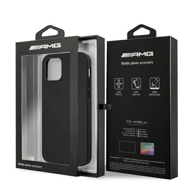 Чохол Mercedes для iPhone 12 | 12 Pro Leather Hot Stamped Black (AMHCP12MDOLBK)