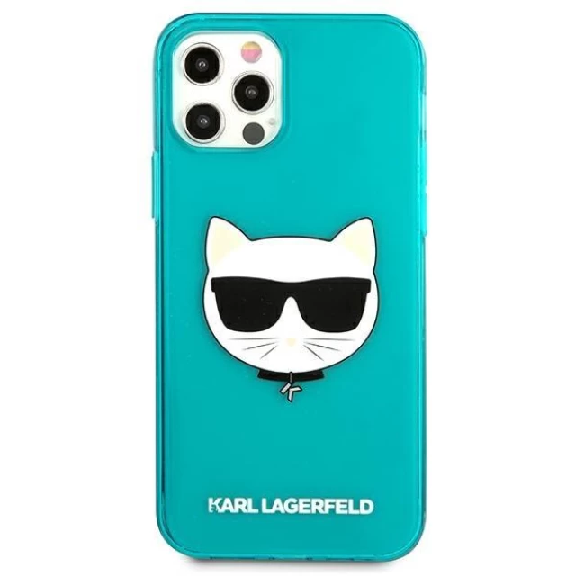 Чехол Karl Lagerfeld Glitter Choupette Fluo для iPhone 12 Pro Max Blue (KLHCP12LCHTRB)