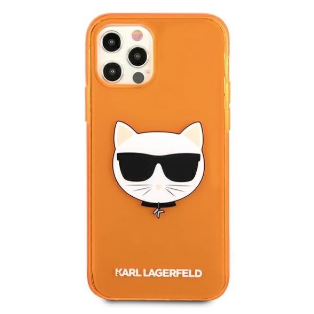 Чехол Karl Lagerfeld Glitter Choupette Fluo для iPhone 12 | 12 Pro Orange (KLHCP12MCHTRO)