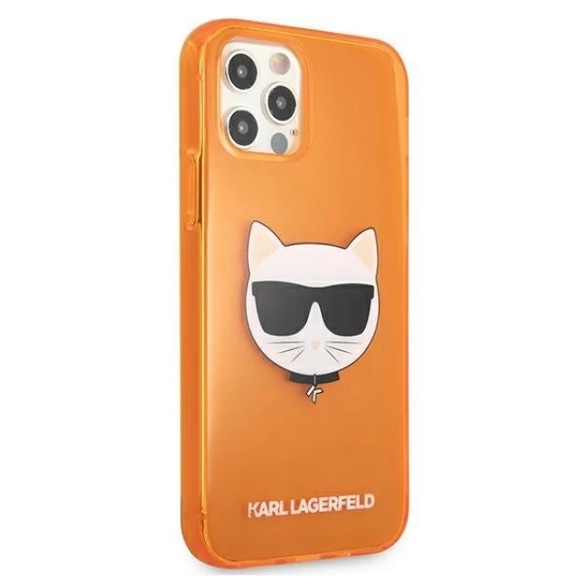 Чехол Karl Lagerfeld Glitter Choupette Fluo для iPhone 12 Pro Max Orange (KLHCP12LCHTRO)