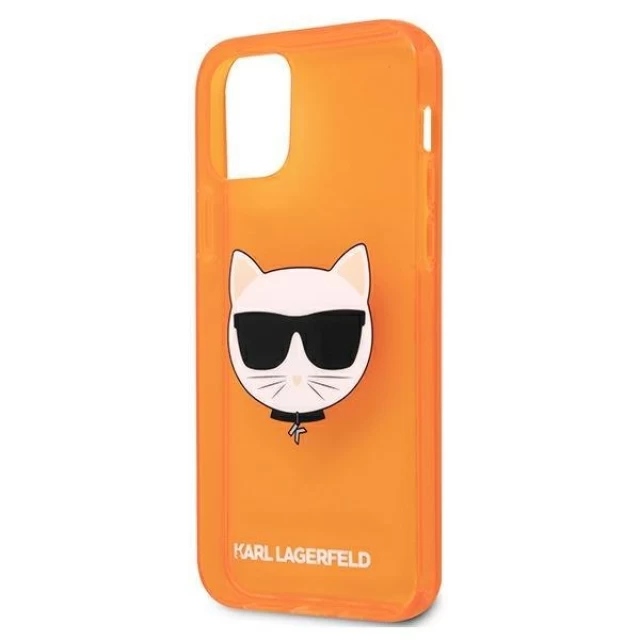 Чехол Karl Lagerfeld Glitter Choupette Fluo для iPhone 12 Pro Max Orange (KLHCP12LCHTRO)