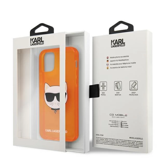 Чохол Karl Lagerfeld Glitter Choupette Fluo для iPhone 12 Pro Max Orange (KLHCP12LCHTRO)