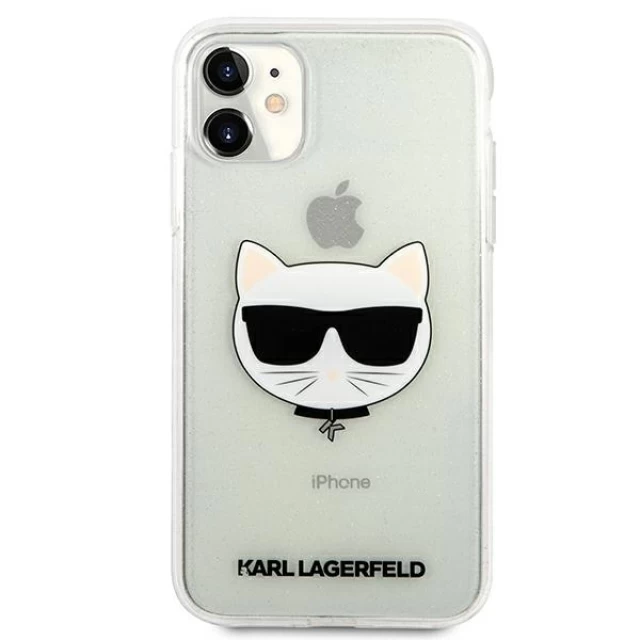 Чехол Karl Lagerfeld Glitter Choupette для iPhone 11 Silver (KLHCN61CHTUGLS)