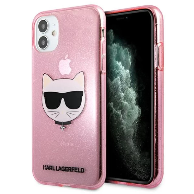 Чехол Karl Lagerfeld Glitter Choupette для iPhone 11 Pink (KLHCN61CHTUGLP)