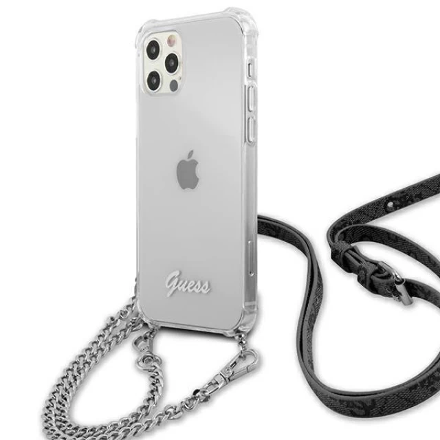 Чехол Guess 4G Silver Chain для iPhone 12 Pro Max Transparent (GUHCP12LKC4GSSI)