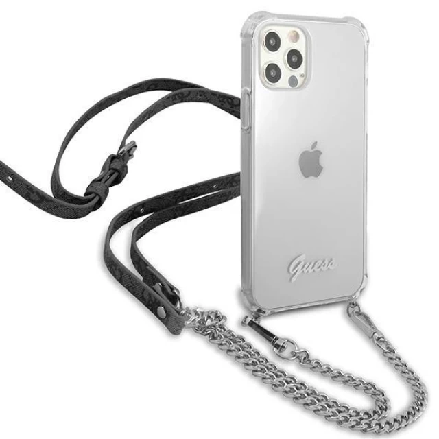 Чохол Guess 4G Silver Chain для iPhone 12 Pro Max Transparent (GUHCP12LKC4GSSI)