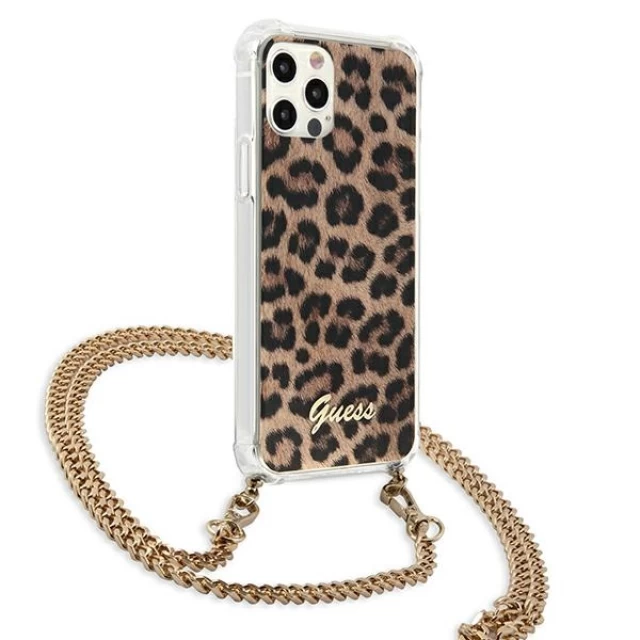 Чехол Guess Gold Strap для iPhone 12 | 12 Pro Leopard (GUHCP12MKCLEO)