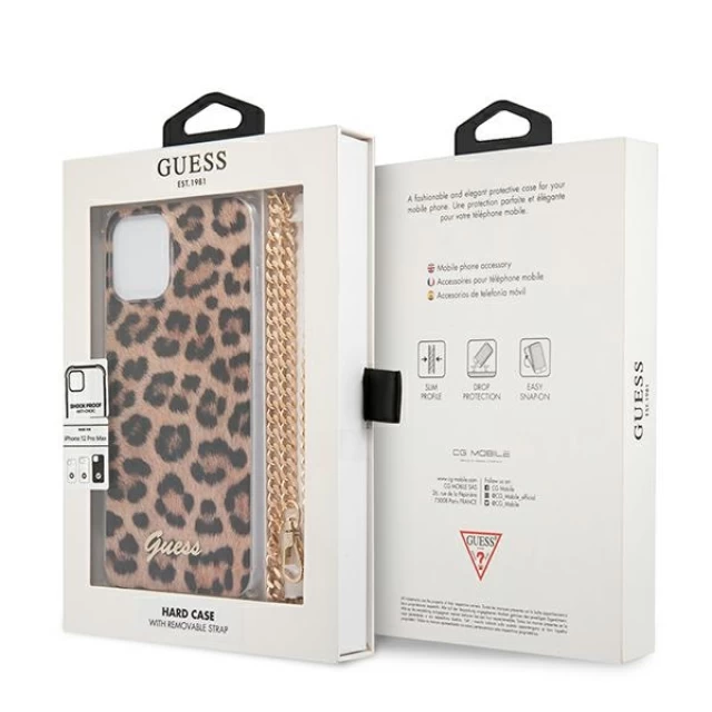 Чехол Guess Gold Strap для iPhone 12 Pro Max Leopard (GUHCP12LKCLEO)